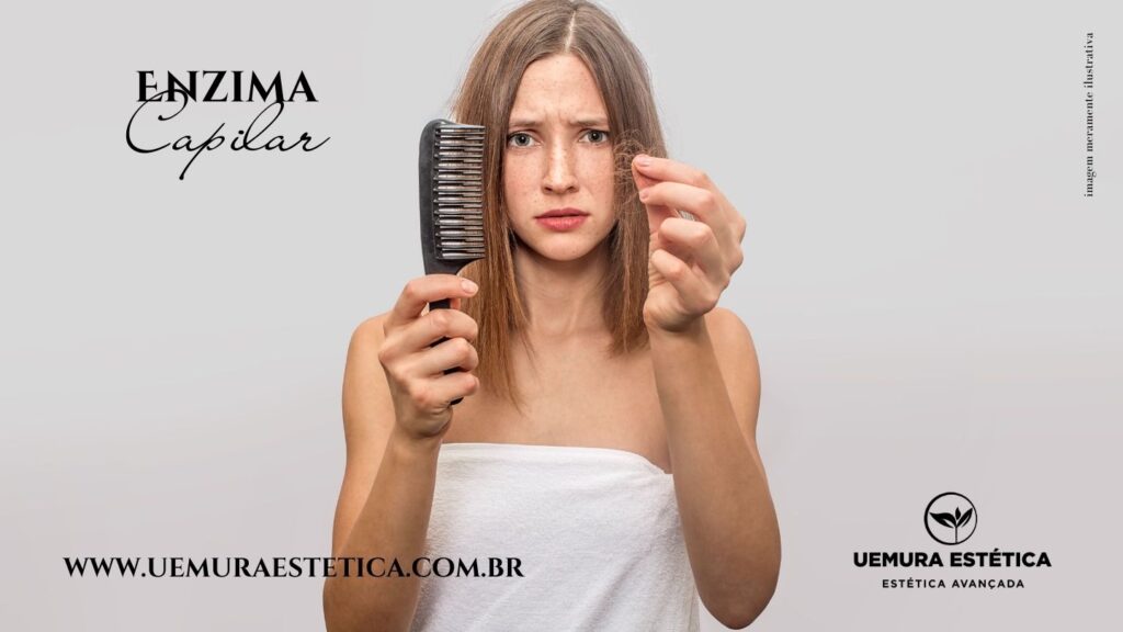Aplicação de enzimas capilar queda de cabelo calvície fio fraco fios finos cabelo quebradiço alopecia