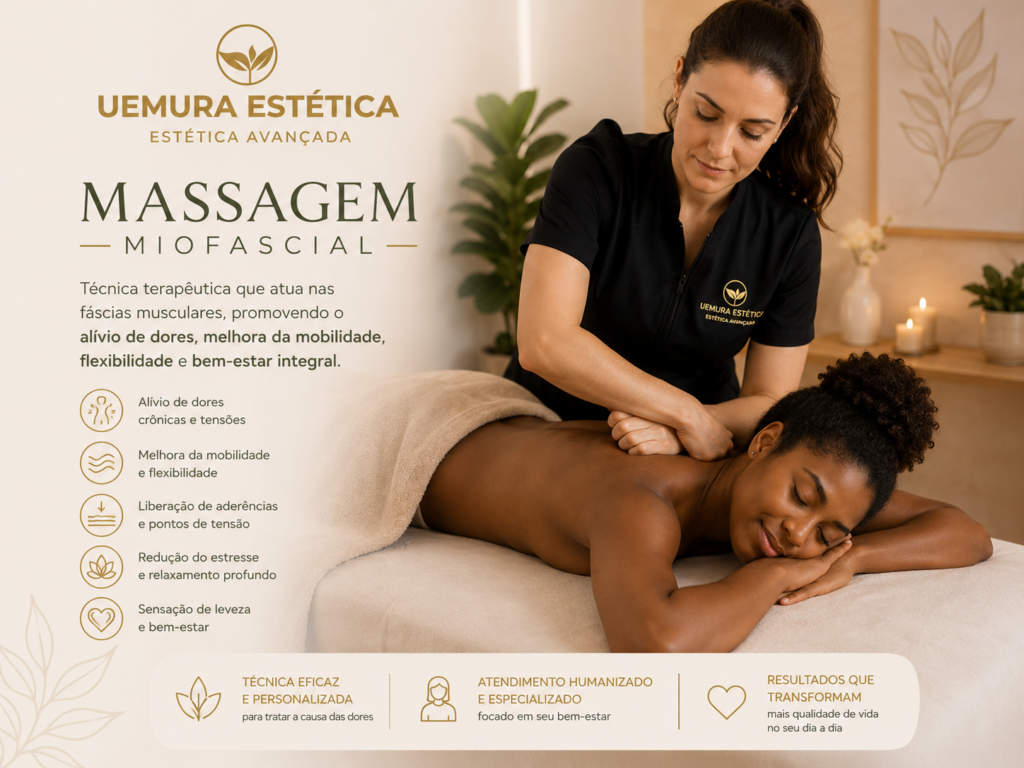 Mulher recebendo massagem miofascial em clínica de estética avançada em Guarulhos