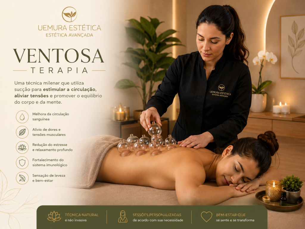 Mulher recebendo ventosa terapia em clínica de estética avançada em Guarulhos